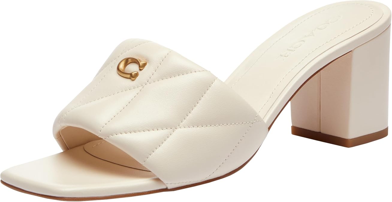 COACH womens Holly Block Heel Sandals With Quilting