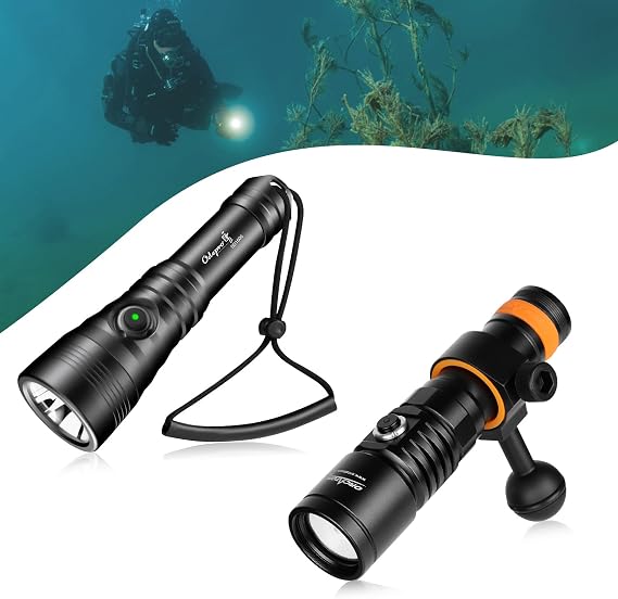 ORCATORCH D710V MK2 & Odepro SD1500 Professional Dive Light Bundle (2000 + 1500 Lumen) - Tri-Color Video Light with Backup Flashlight for Underwater Photography, Scuba & Night Diving - 2-Pack