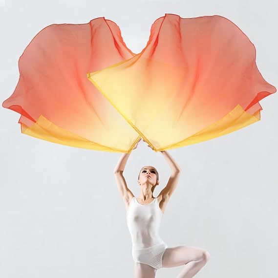 2 Pcs Dance Worship Flag with Telescopic Pole, Praise Dance Flag Charming Dance Flags Elegant Worship Dance Flags Praise Dance Worship Flags Portable Worship Flag for Church Dance Banner 1.41.9m