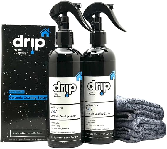 2 Pack - Home Ceramic Spray Coating Kit - 2x 10oz Spray Bottles - Kitchen & Bath - Stainless Steel - Adds Depth, Gloss, and Repels all Liquids!