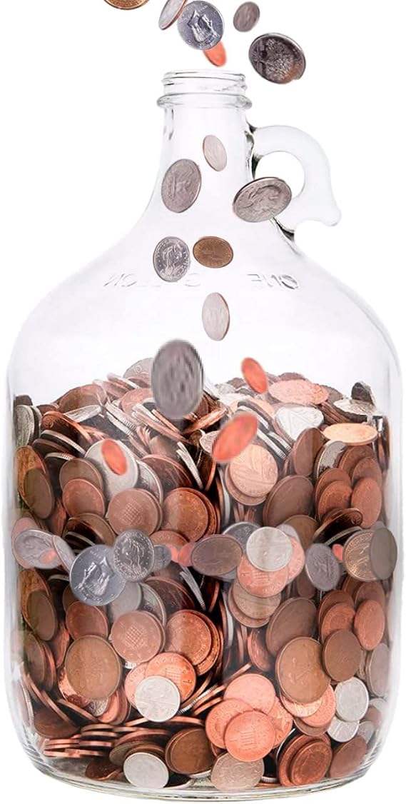 Skywin Swear Jar, Glass Coin Jar for Adults, Large Money Jar, Coin Bank, Piggy Bank for Storing Coins & Change (Outer Diameter: 1.5 Inches, Inner Diameter: 0.95 Inches)
