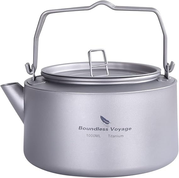 Boundless Voyage Camping Single-Layer Coffee Cup & Titanium Kettle with Folding Handle Filter Big Capacity Pot Outdoor Tableware Drinkware