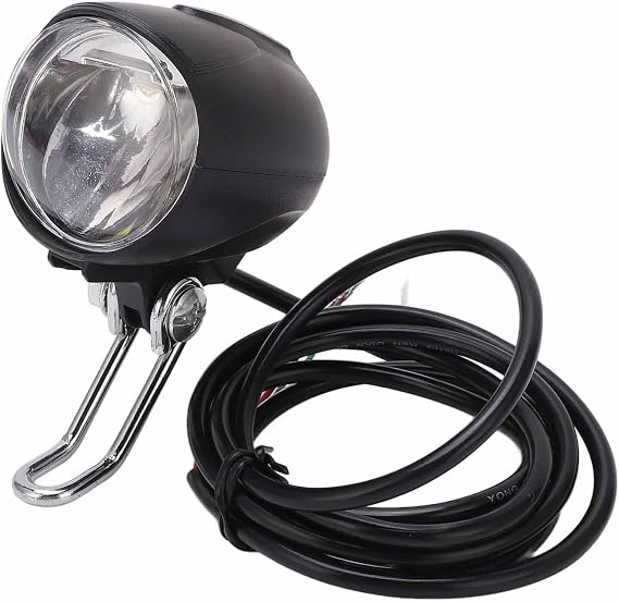 Ebike Headlight with Horn, 2 in 1 E Bike Headlight and Horn, 18-100V Universal Voltage Headlight for Bike, 35LUX 3W Electric Bike Front Light with 1.5m Cable(No Switch)