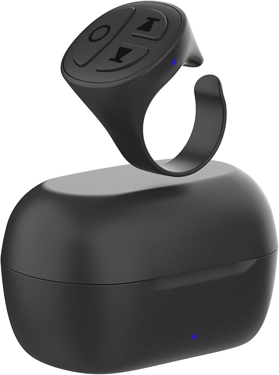 STDFORU TikTok Scrolling Ring, Bluetooth Camera Remote Control for iPhone, iPad, Android, Scrolling Ring for TikTok, YouTube, Instagram (Black)