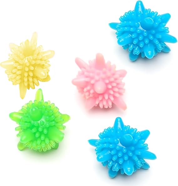 Washing Machine Laundry Balls 5 Pack Soft PVC AntiTangle & High Friction Wash Balls for Deep Stain Removal, Reusable Washer Balls for All Machines, Random Mixed Colors