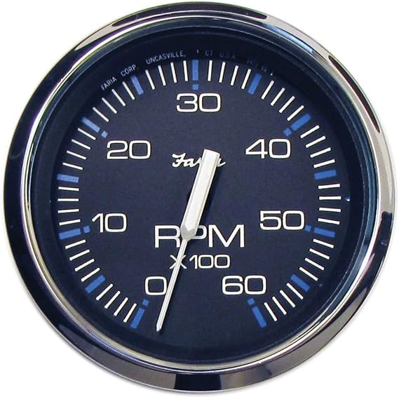 Faria 33710 Chesapeake Stainless Steel Tachometer (6000 RPM) - 4", Black