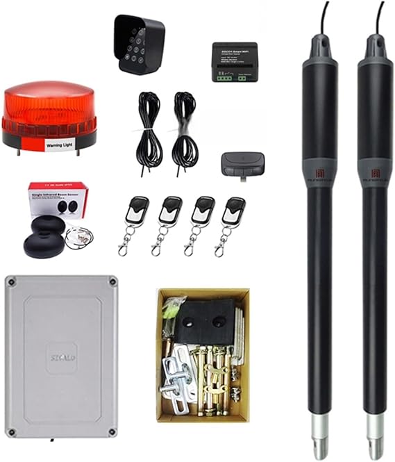 Electric Gate Opener Kit, Controller Electric Linear Actuator 300kgs Engine Motor System Automatic Swing Gate Opener with Dual Thick Arms KIT,Easy Installation
