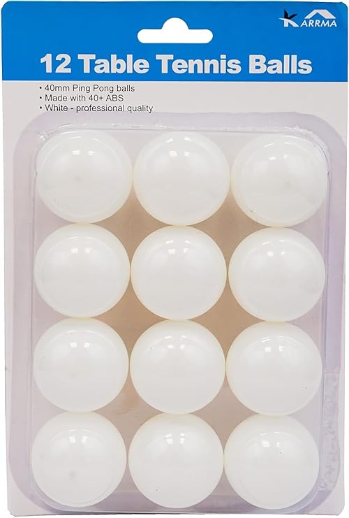 Karrma Table Tennis Balls 12Pcs Durable 40+ ABS 40mm Ping Pong Balls White & Orange Training, Practice & Leisure Play Standard Size & Consistent Bounce