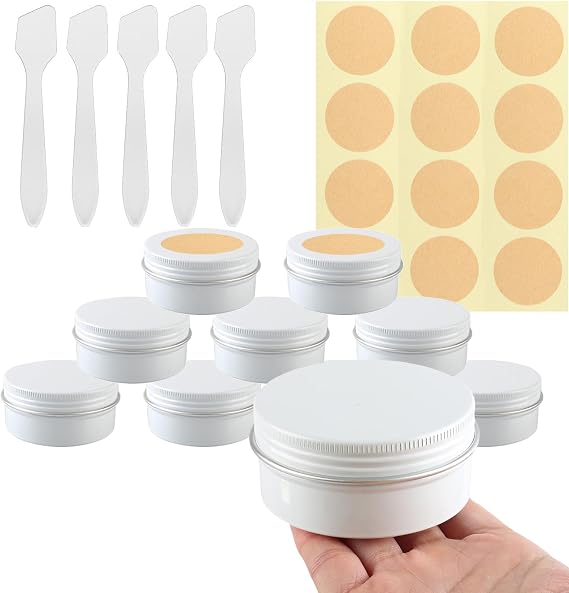 10 Pcs 80ml - D68mm x H36mm Aluminium Tin with Lids, White Aluminium Tin Jars with Lids, Lip Balm Tins, DIY Cosmetic Container Pots for Candle Soap Cream Salves