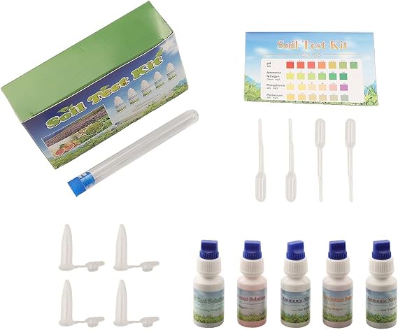 Eawfgtuw Soil Kit for NPK and pH Measurement, 10ml Liquid Solution with Tubes for Gardening, Agriculture, Lawn Care, Hydroponics, Indoor Plants, Flower Beds, Vegetable