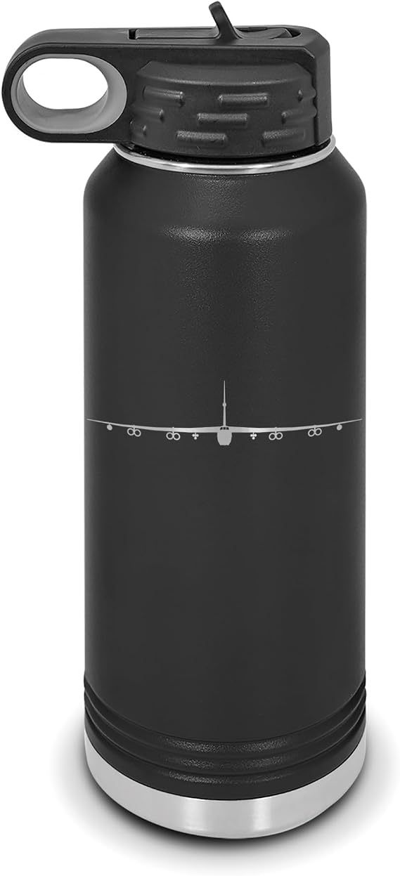 RDW B-52 Stratofortress Water Bottle 32 oz - Laser Engraved w/Flip Top Removable Straw - Polar Camel - Stainless Steel - Vacuum Insulated - Double Walled - Drinkware Bottles - Strategic Bomber v2