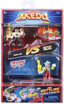 Akedo Ultimate Arcade Warriors Versus Pack Chux Lee Vs Crackup Mini Battling Action Figures Ready, Fight, Split Strike, 5.56 x 10.8 x 8.79 cm