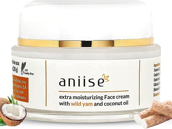 Aniise Wild Yam Extra Moisturizing Face Cream with Coconut Oil - Wild Yam Cream for Menopause & Menstrual Relief - Stabilizes Hormone Levels - Anti-Aging Cream for Very Dry Skin - 1 oz
