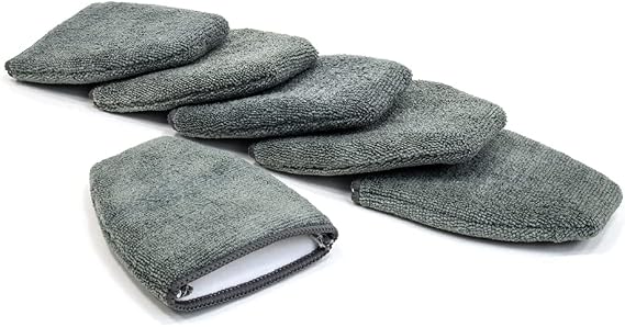 Autofiber [Finger Applicator] Microfiber Fingertip Mitt Applicator (5 in. x 4 in.) 6 Pack (Gray)