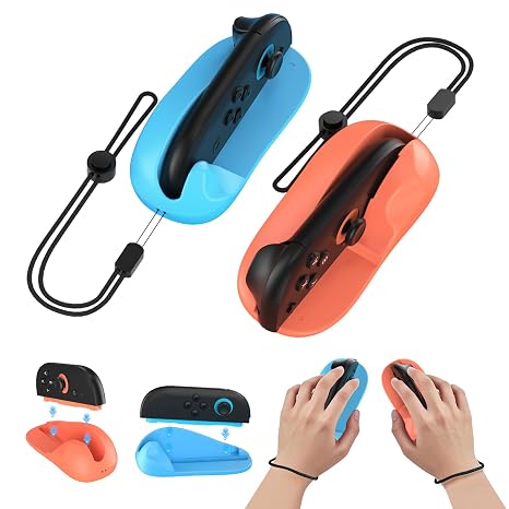EJGAME Ergonomic FPS Gaming Mouse Grip Compatible with Nintendo Switch 2 JoyCons, Mini Portable Mice for Pokemon Pokopia Game Accessories,2 Pack (Blue and Orange)