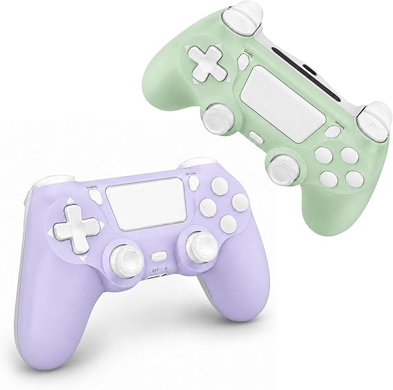 Suoxiom 2 Pack Wireless Controller for P-4/Pro/Slim/PC, Dual Vibration, 6-Axis Motion Sensor, Touch Pad, 3.5mm Audio Jack