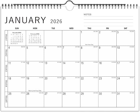 KOPEESY Wall Calendar 2026, Months Calendar 2026 from Now to December 2026, 14.5" X 11" Monthly Calendar with Thick Paper and Julian Dates for Office Home Planning & Organizing