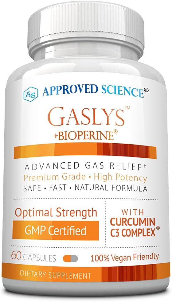 Approved Science GaslysTM - Soothe Digestive Tract, Alleviates Gas and Stomach Cramps - Artichoke Powder, Ginger, Fennel Seed - 60 Count - Pack of 1