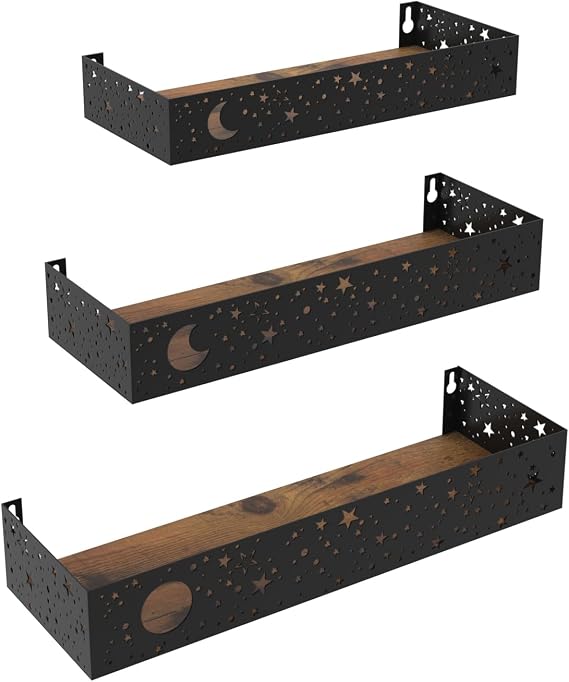 Moon and Stars Wall Shelf, 3 Different Sizes Floating Shelves