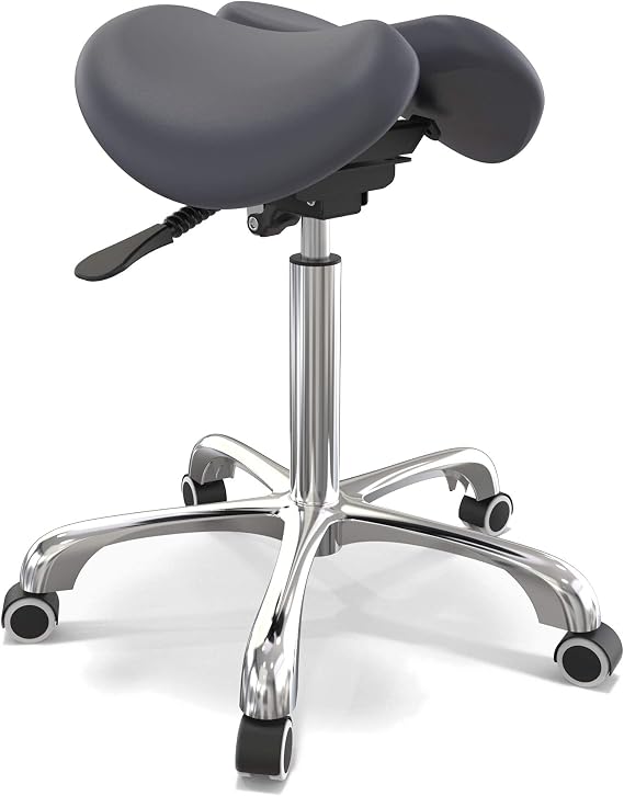 MASTER MASSAGE EQUIPMENT Ergonomic Swivel Saddle Rolling Hydraulic Stool In Black for Clinic, Spas, Salons, Debtists, Classrooms, Home, Office, 1count