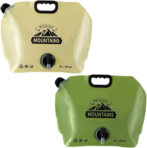 Collapsible Hydration Bladder for Camping, 8L Water Bottle with Tap and Leakproof Design, Ideal for Camping, Hiking, BBQs and Picnics(2 Pack)