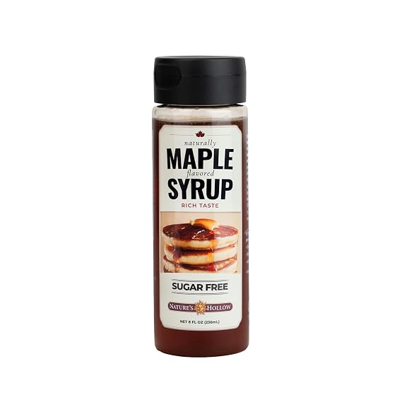 Natures Hollow Sugar Free Maple Syrup Keto Friendly, 0 Net Carbs, Low Calorie Pancake & Waffle Syrup, No Sugar Added, Gluten Free, Maple Syrup Alternative