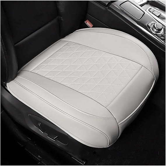 Augeny Car Front Bottom Seat Cover, Leather Auto Front Seat Full Wrap Protection Cushion, Anti-Slip Seat Cover Pad Fit for 95% Vehicles, Universal Interior Car Accessories (Gray)