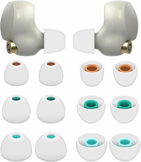 6 Pairs Replacement Ear Tips Buds for WF-1000XM5 / WF-1000XM4 / WF-C700N / WF-C500, Eartips Earbuds Flexible Soft Silicone Rubber Skin Accessories Compatible with Sony WF-1000XM5 - S/M/L White