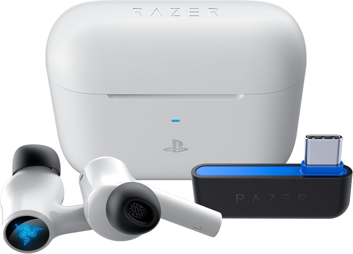 Razer Hammerhead HyperSpeed - Wireless Multi-Platform Gaming Headset for Playstation HyperSpeed Wireless, Active Noise Canceling, Bluetooth 5.2, Up to 30 Hours Battery Life White