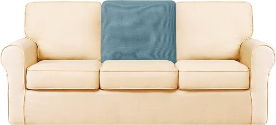 CHUN YI Cushion Covers for Sofa Loveseat Armchair, T Cushion Cover for backrest Cushions, 1 Piece Couch Back Cushion Slipcover, Square, Smoky Blue