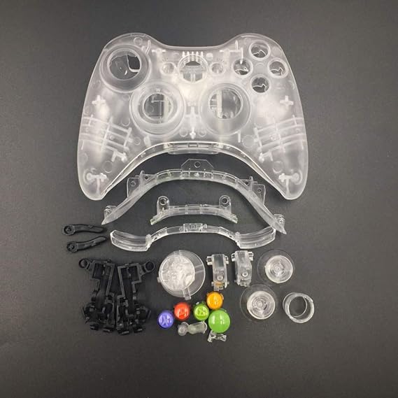 Housing Shell Joystick Housing Case Cover Skin with Thumbsticks Button Kit Replacement for Xbox 360 Wireless Controller (Clear White)