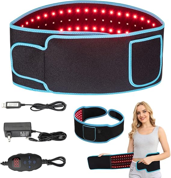 Red Light Belt, Pro Slimming Belt with Adapter, Red Light Therapy Belt Weight Loss, 660nm Red Light & 850nm Near-Infrared Light Wrap Belt with 4 Frequencies, for Muscle Relief for Women, Men
