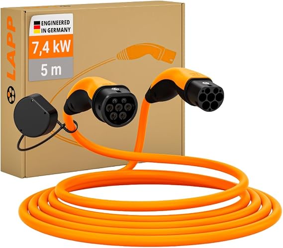 Lapp Mobility Helix Type 2 Charging Cable 7.4 kW/Self-Reeling / 32 A / 1-Phase / E-Car Charging Cable / Mode 3 / 5 m