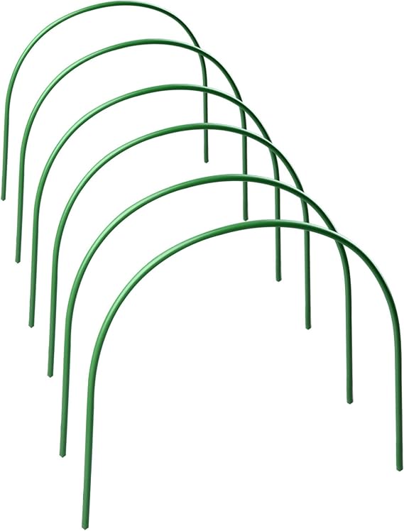 Greenhouse Hoops, Grow Tunnel 4ft Long 40 x 50cm Steel with Plastic Coated Support Garden Hoops for Greenhouse, 6 Pack