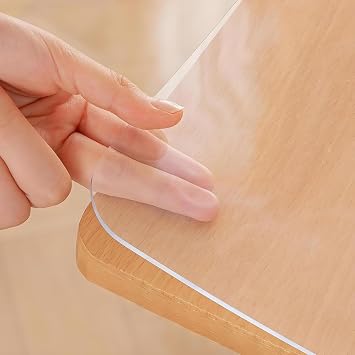Clear PVC Table Protector Cover 36x71in, Thickness 1.5mm Plastic Pads Rectangular, Scratchproof Cuttable Desktop Mat, Easy Cleaning for Dining Room Writing Desk, 36x71in