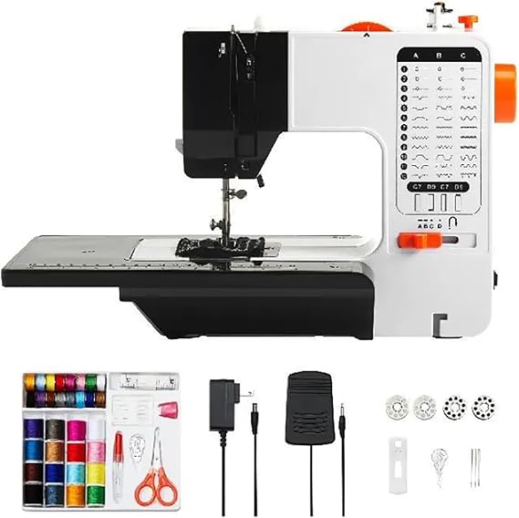 Computerized Sewing Machine, Two-speed Embroidery Machine for Home Use with 38 Built-in Stitches and Sewing Pedal, Suitable for Small To Medium Sewing Projects and Repairs.