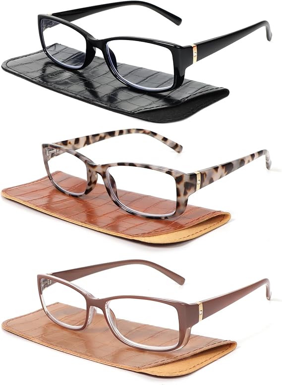 DXYXYO 3 Pack Reading Glasses Womens Blue Light Blocking