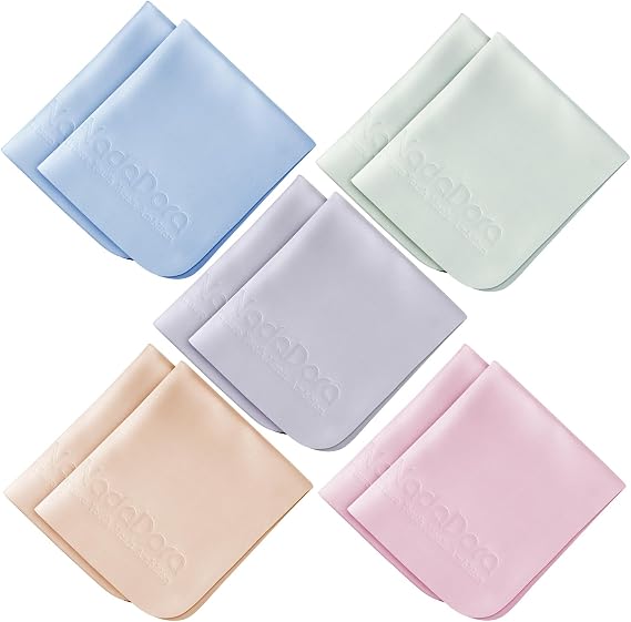 Nadadora Individually Wrapped Assorted Color Premium Microfiber Glasses Cleaning Cloths, 10 Pack, Thickened,Soft Dense for Eyeglasses,Sunglasses,Camera,Jewelry,Phone,Lense,LCD,Reusable Washable,6"X7"