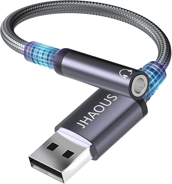 USB to 3.5mm Jack Audio Adapter, TRRS Female Headset Audio Jack Adapter, JHAOUS USB-A to 3.5mm AUX Stereo Converter Compatible for PC Windows, Laptop, Mac, Desktops, Linux, PS5 PS4 Docking Station