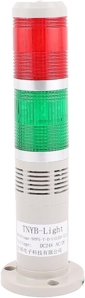 uxcell DC 24V Red Green LED Industrial Signal Tower Buzzer Stack Light
