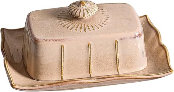 Ceramic Kitchenware Serving Butter Plate with Lid Easy to Clean Decorative for Butter and Cheese Suitable for Hotels and Restaurants