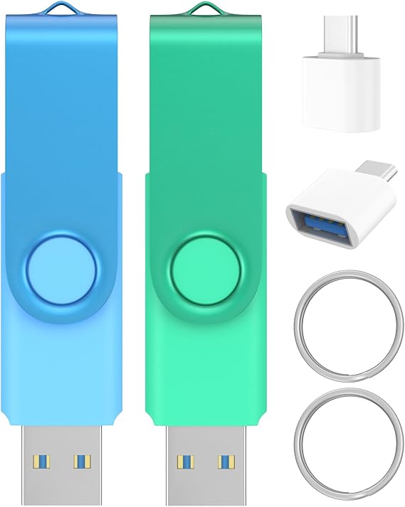 32GB USB 3.0 Flash Drive 2 Pack with USB C Adapter, Wooolken Thumb Drive