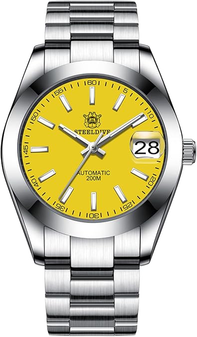Steeldive SD1934, Smooth Bezel, Yellow, NH35, Lume,200m Diver, Diving, BNIB