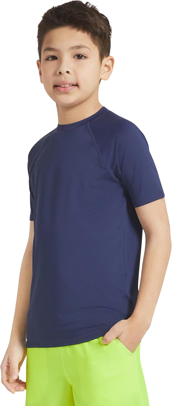 Lands' End Boys' Swim UPF 50 Plus Short Sleeve Sun Tee Rash Guard Shirt