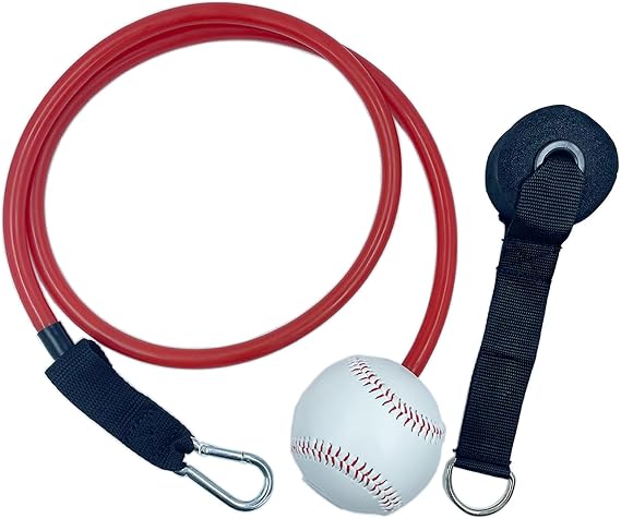 Baseball and Softball Resistance Training Bands,Pitching Training Aids, Baseball Connectors with Door Anchor are Baseball Training Accessories Improve Pitching,Arm Strength.-Red