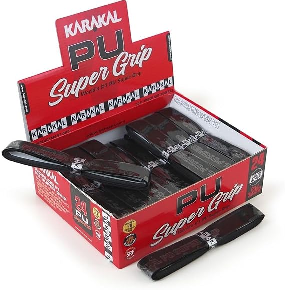 Karakal PU Super Grip - self-adhesive grip tape for badminton squash tennis hockey sticks or curling - 24 pcs. - black, GRKSB