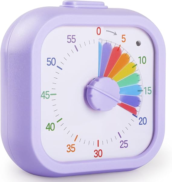 Visual Timer for Kids, 60-Minute Countdown Timer Rainbow Desk Timer Time Management for Kids and Adults Classroom Office Kitchen Yoga