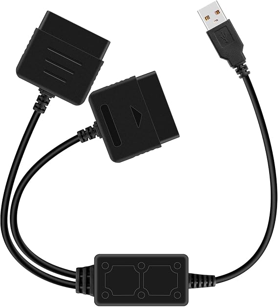 OSTENT Dual USB Adapter Converter Cable Cord for Sony PlayStation 1/2 PS One PSX Wired Controller Gamepad Joystick to PC Laptop
