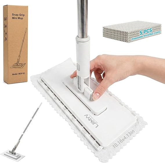 Hands Free Multi Purpose Flat Mop for Floor Wall Cleaning Pet Hair Removal with 5 Disposable Refill Pads