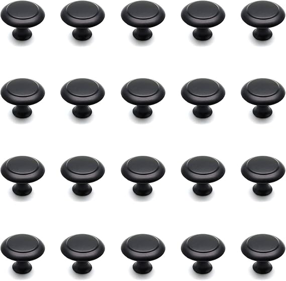 Mushroom Knob,20-Pack, Kitchen Cabinet Knobs Zinc Alloy Black Drawer Knob 0.9x0.9(DxH) Dresser Drawer Handles Knobs for Dresser Drawers